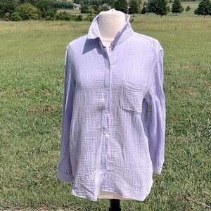 Lavender Gauzy Button Up Oversized